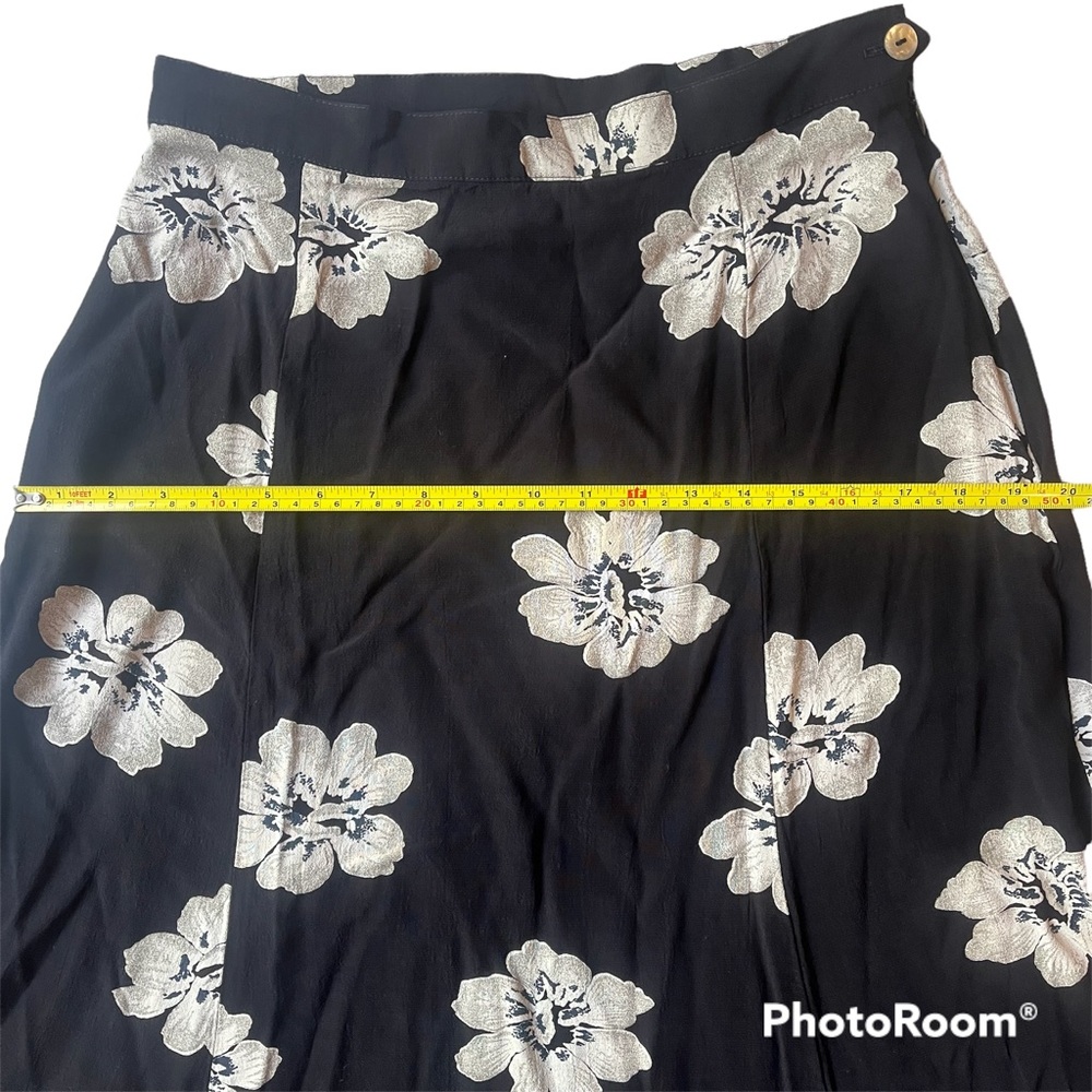 Vintage Black Floral Maxi Skirt size 10 size Small Medium - Picture 3 of 6
